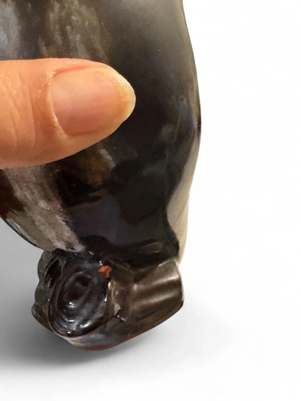 Vintage Ceramic Owl Votive Candle Holder Lantern Dark Brown Glaze Cutout 8